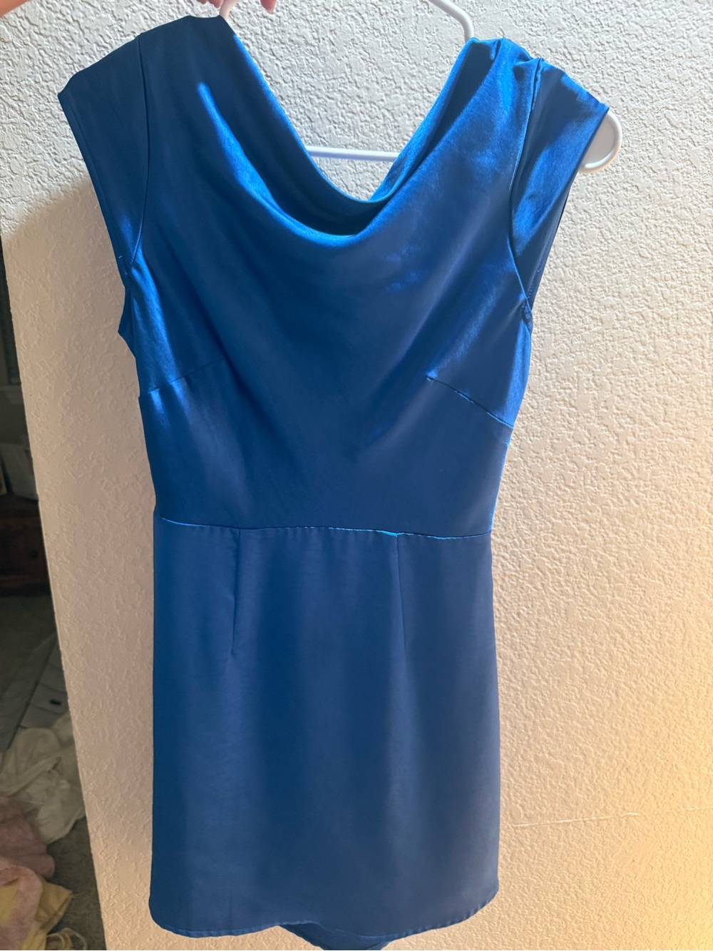 Hello Molly Cowl Neck Blue Mini Dress